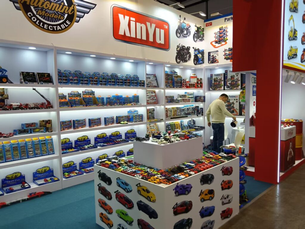 Xinyu Toys booth display at Hong Kong Toys Games Fair 2026